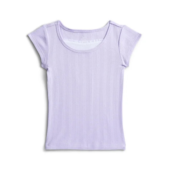 Wonder Nation Girls Pointelle Lace Top with Short Sleeves, Sizes 4-18, Plus | Walmart (US)