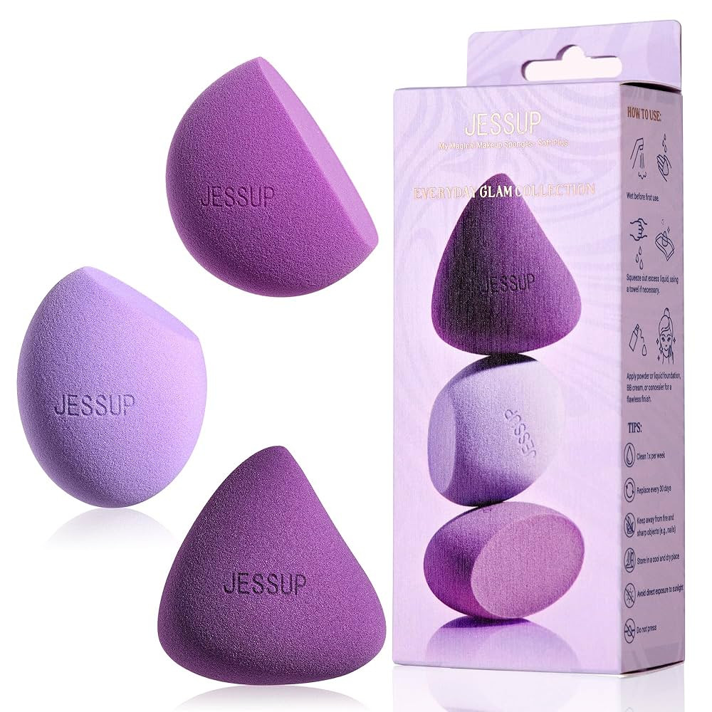 Jessup Makeup Sponge Set, 3pcs Make up Sponges for Face Foundation Concealer Contour and Blusher,... | Amazon (US)