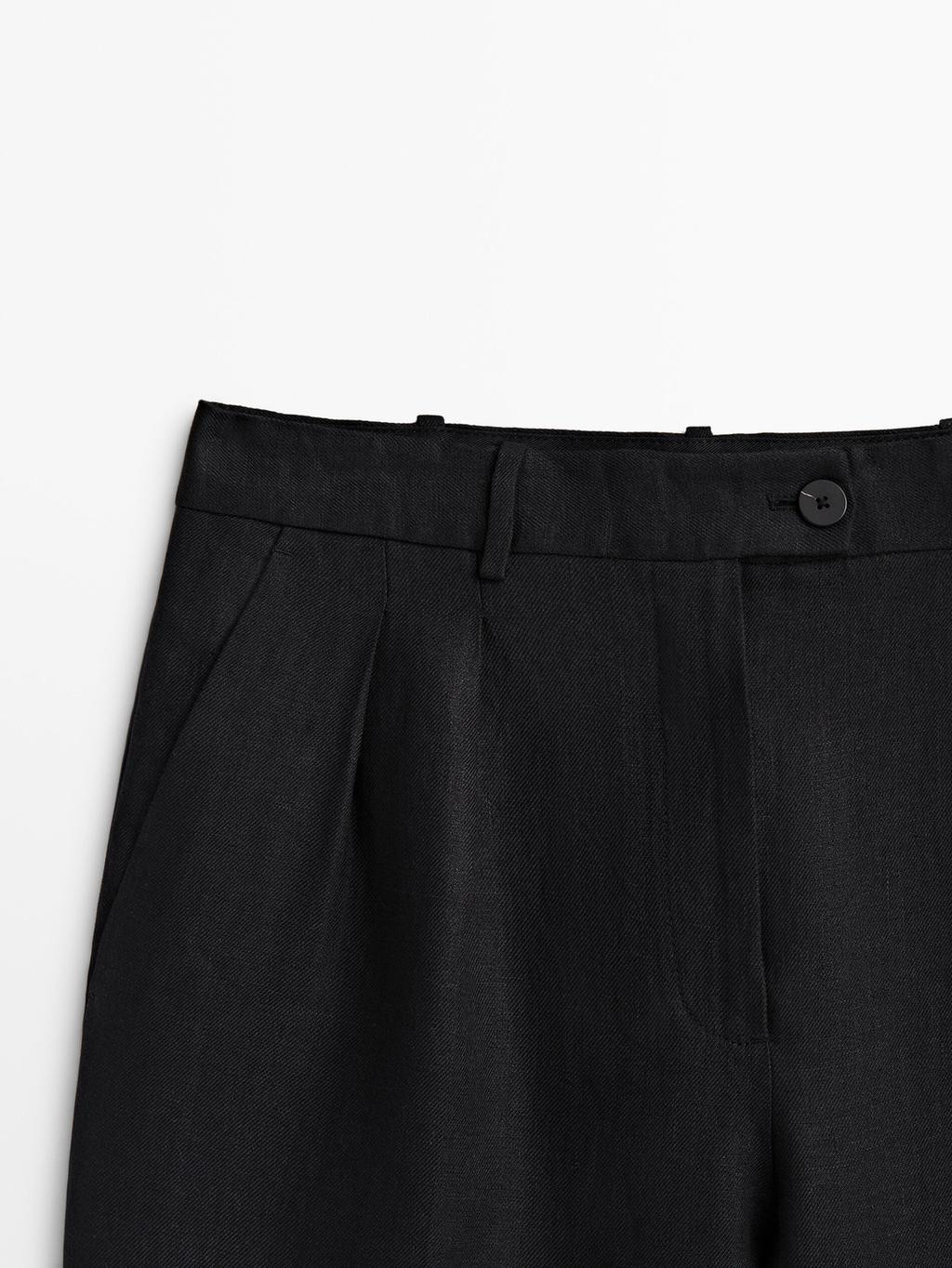 100% linen double darted suit trousers | Massimo Dutti US