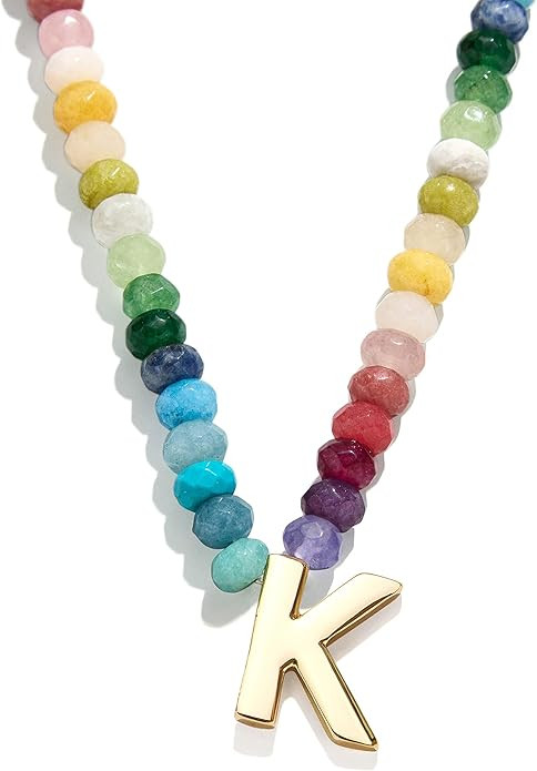 BaubleBar Semi-Precious Block Initial Necklace for Women - Colorful Personalized Necklaces, Custo... | Amazon (US)