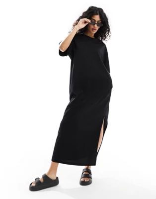 ASOS DESIGN oversized midaxi t-shirt dress in black | ASOS (Global)