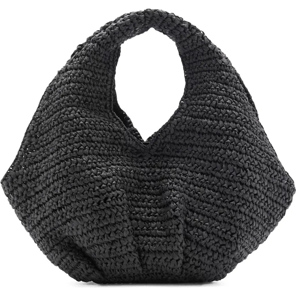 MANGO Braided Straw Handbag in Black at Nordstrom | Nordstrom