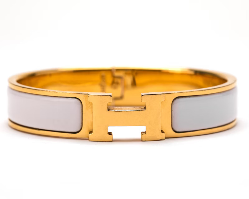 Women's Hermes Clic Clac H Enamel Narrow PM in Gold/White | StockX