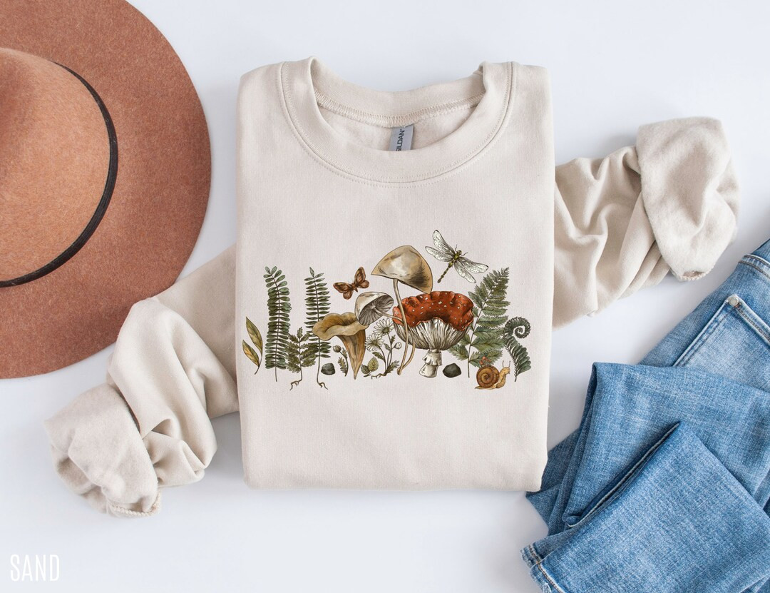 Vintage Mushroom Sweatshirt Mushroom Crewneck Botanical - Etsy | Etsy (US)