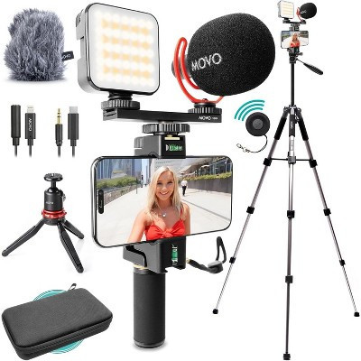 Movo iVlogger-PRO+MV-T5 Vlogging Kit for iPhone/Android Smartphones with Mic, Light, Tripod, and More | Target