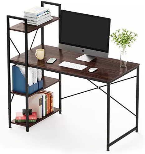 Bestier Computer Desk with Storage Shelves 47 Inch Home Office Desk Environmental-Friendly P2 Woo... | Amazon (US)