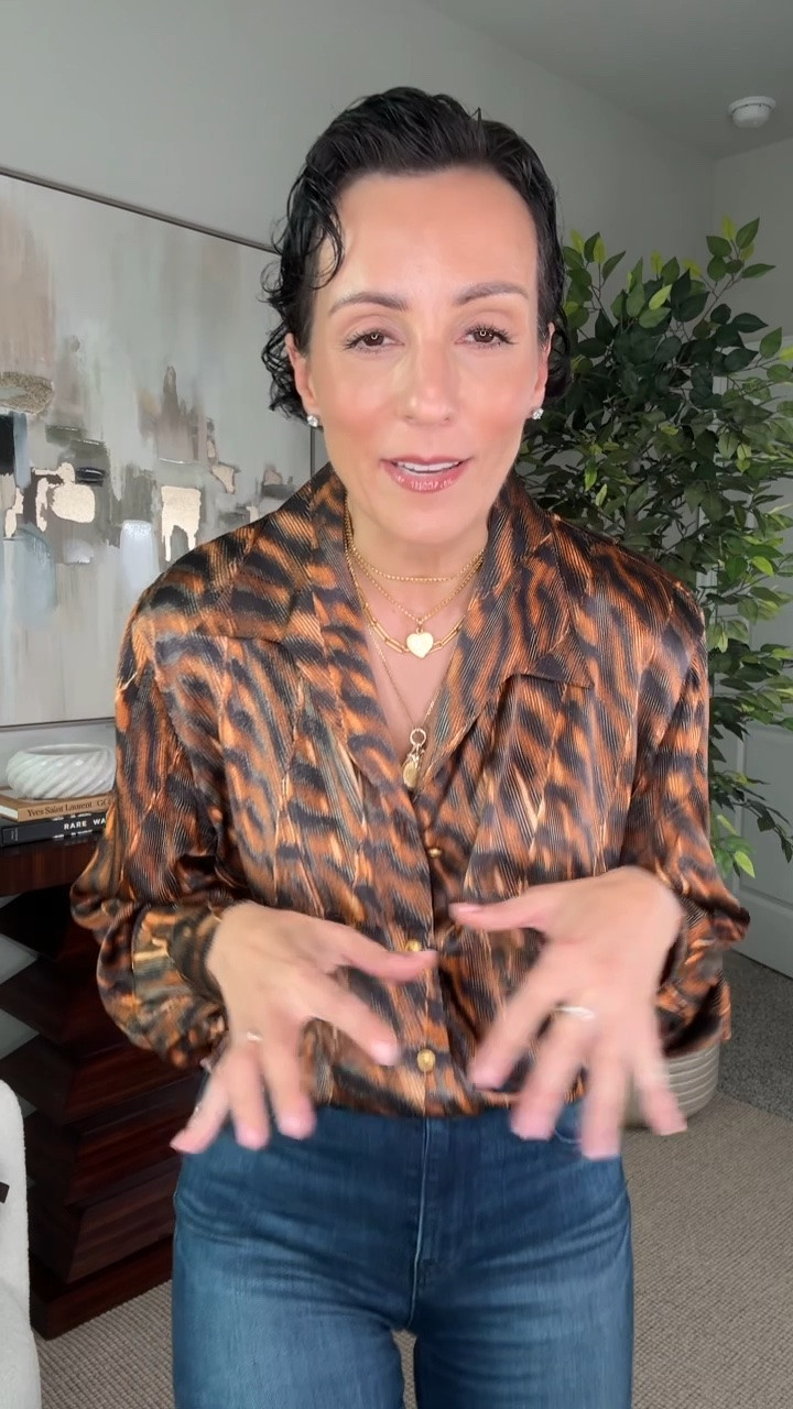 A beautiful print is one of the easiest ways to bring depth and personality into your fall wardrobe. 🤎

I love how a rich, tonal print can instantly elevate simple pieces like denim while still feeling timeless. The secret is choosing prints in sophisticated colors and balancing them with classic silhouettes for a look that feels refined and effortless.

Stylist tip: when wearing a statement blouse, let the print take center stage. Pair it with clean lines, simple accessories, and a great pair of jeans for an elevated everyday outfit.

The exact L’AGENCE blouse is no longer available, so I linked a similar style with the same elegant fall feel.

printed blouse, fall style, L’AGENCE blouse, elevated casual outfit, denim styling, timeless wardrobe, fall fashion, classic style, blouse outfit ideas, women over 50 style, elegant outfits, Style with Eugenia

#LTKOver40 #LTKPetite #LTKootd