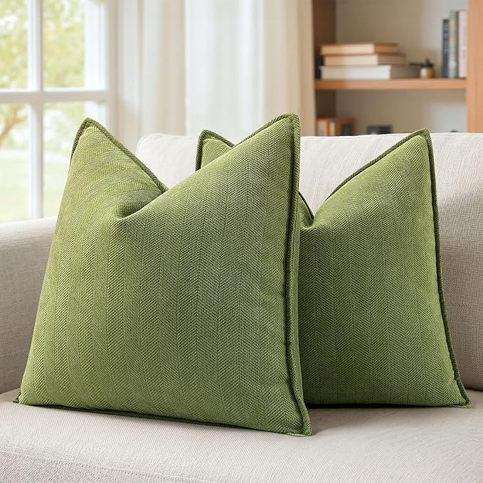 MIULEE Pack of 2 Moss Green Decorative Pillow Covers 20x20 Inch Soft Chenille Luxurious Couch Thr... | Amazon (US)