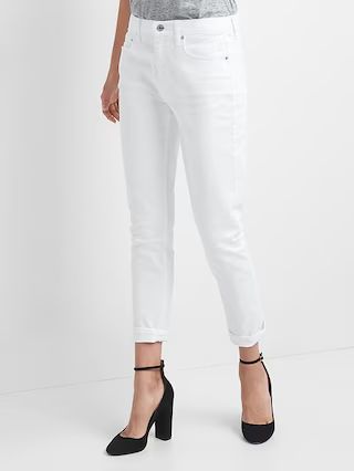 Gap Womens Mid Rise Best Girlfriend Jeans (White) White Size 24 | Gap US