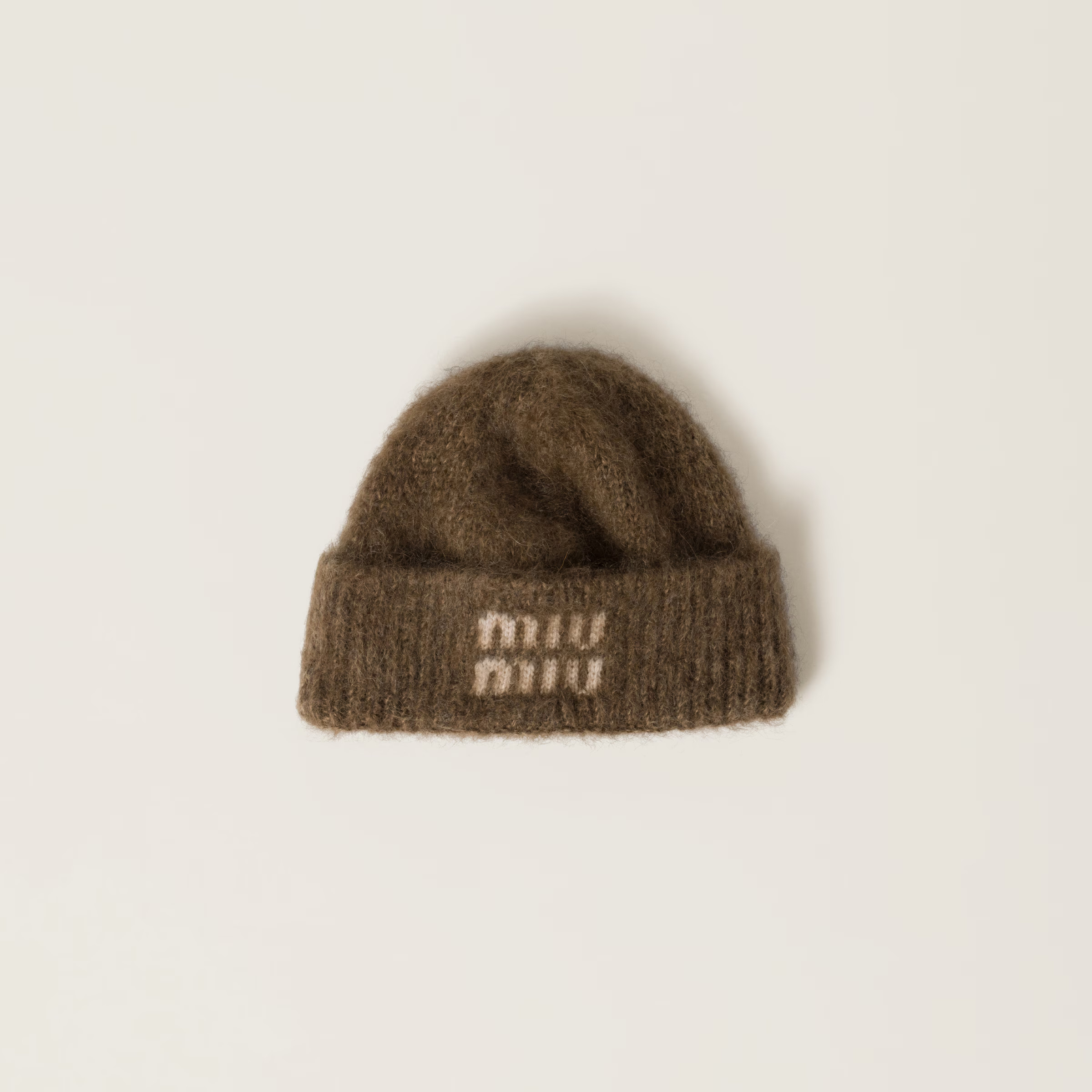 Tobacco Mohair Beanie | Miu Miu | Miu Miu UK