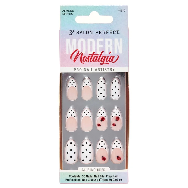Salon Perfect Artificial Fake Press On Nails, 474 Modern Nostalgia, Polka Dot Ladybug, Medium Alm... | Walmart (US)