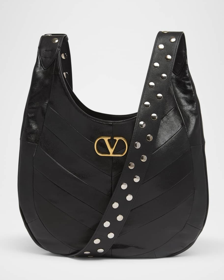 Valentino Garavani Hoboho Studded Patchwork Leather Hobo Bag | Neiman Marcus