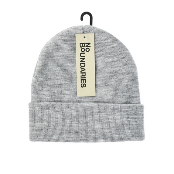No Boundaries Women's Flat Knit Beanie, One Size, Light Grey Heather - Walmart.com | Walmart (US)