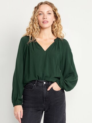 Ruffled Split-Neck Top | Old Navy (US)