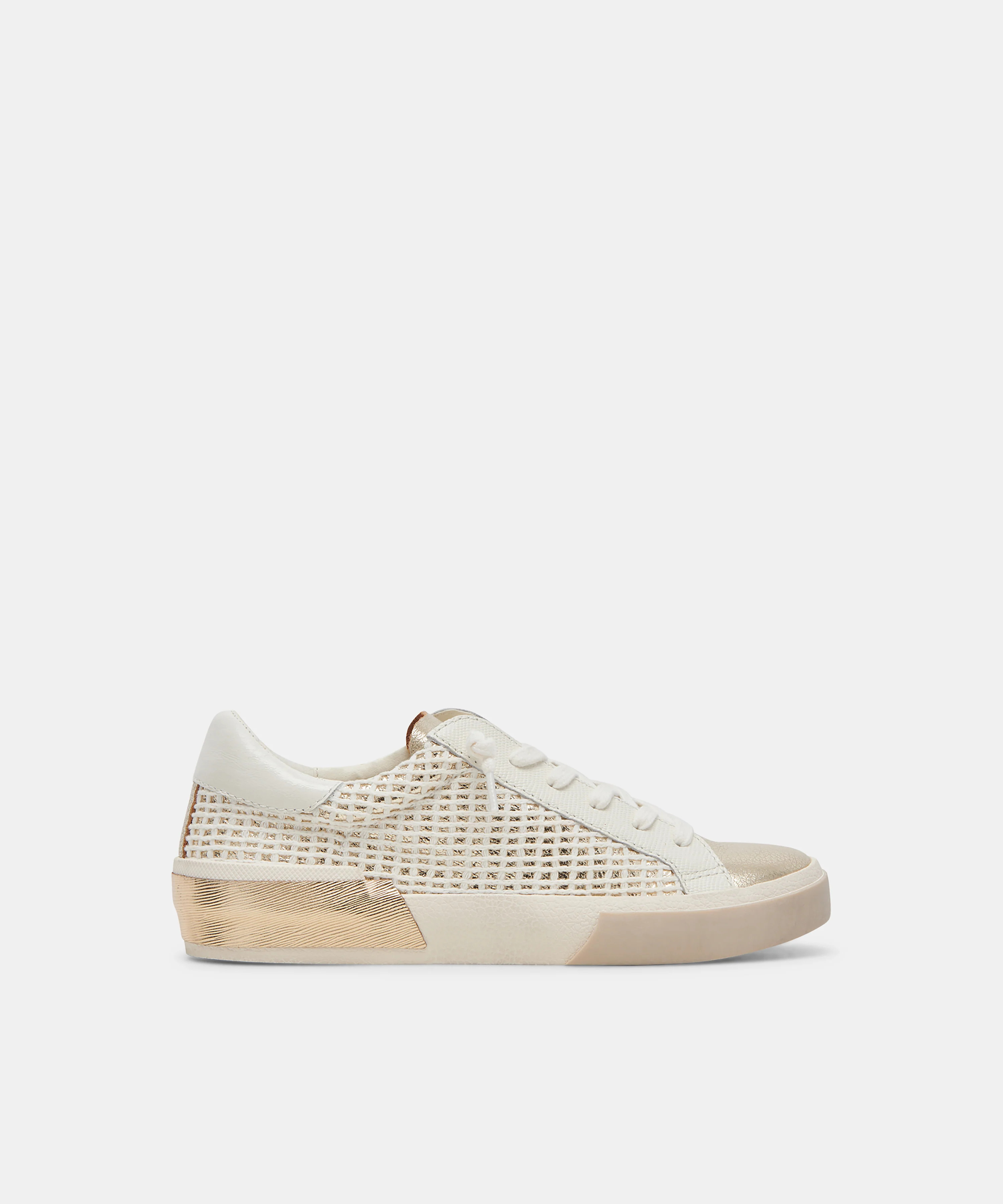 ZINA SNEAKERS BONE GOLD WOVEN | DolceVita.com
