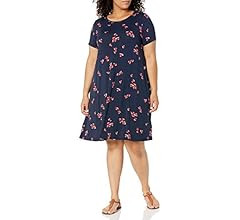 Amazon Essentials Women's Short-Sleeve Scoop Neck Swing Dress (Available in Plus Size) | Amazon (US)