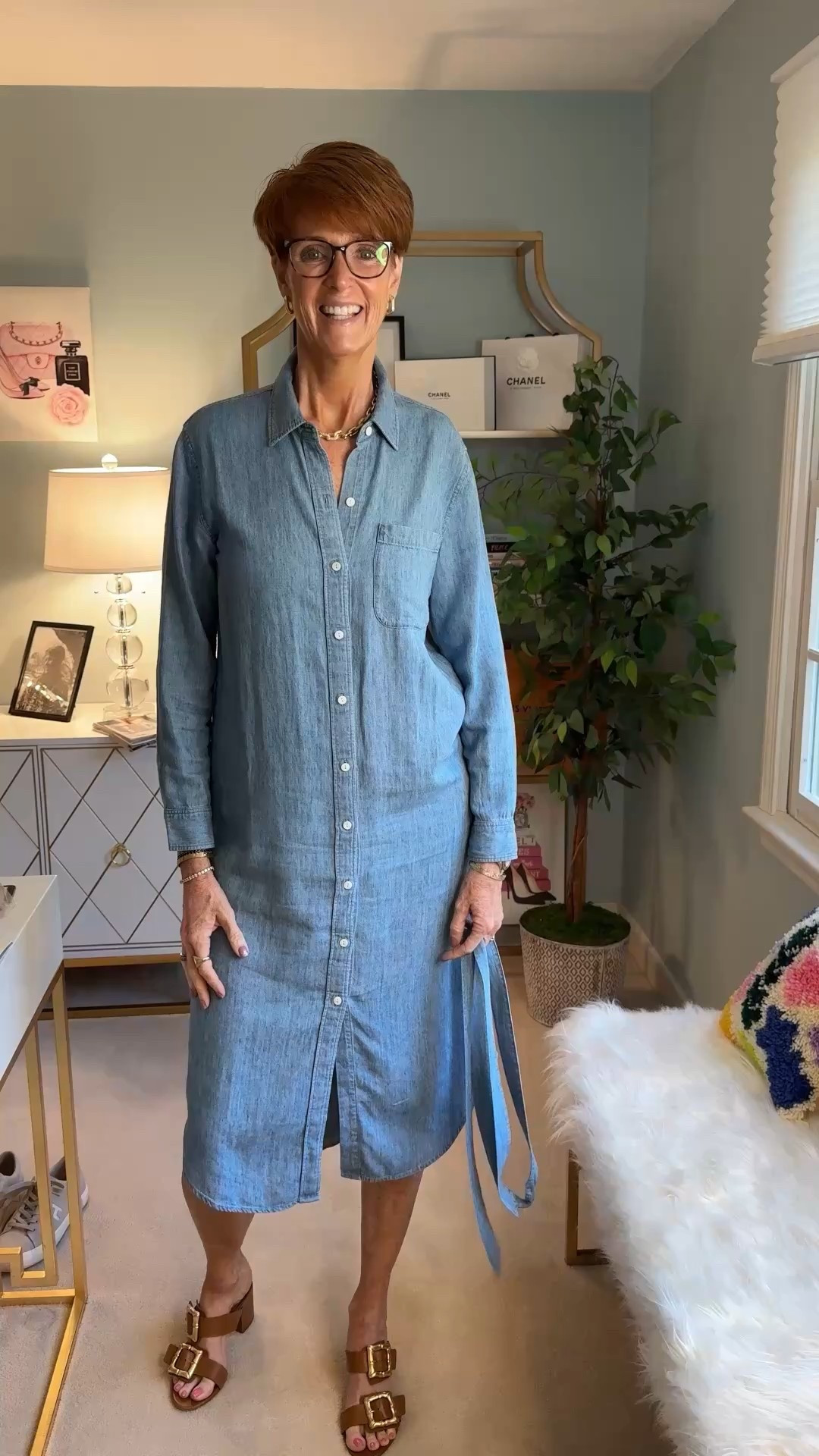 I am your resource for timeless, everyday elevated fashion for women over 40 (and tall women)
For reference, I am 55 years old; I am 6’1”. I have a 35” inseam. I wear a small or medium in most tops, an 8 or a 10 in most bottoms, an 8 in most dresses, and a size 9 shoe. 

Chambray dress size medium

Wide Belt: Sam Edelman: size medium
Chain & Leather belt: Michael Kors: size S/M

Denim dress, style a denim dress, belt, brown belt, casual belt, everyday belt, belted dress, dress up your chambray, 

Over 50 fashion, tall fashion, workwear, everyday outfits, timeless outfits, Classic Outfits, spring outfit, travel outfit, vacation outfit,  jeans, office outfit