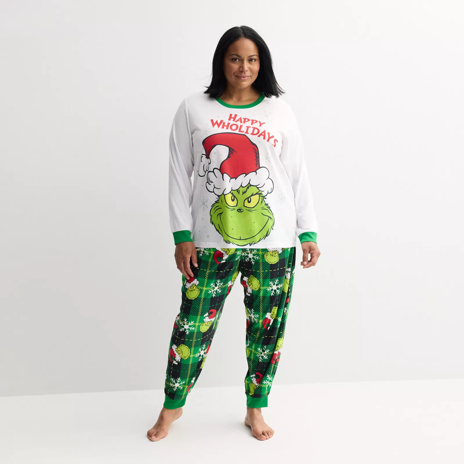 Plus Size Jammies For Your Families® Grinch Happy Wholidays Pajama Top & Pajama Bottoms Set, Women's, Size: 3XL | Kohl's