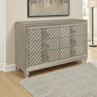 Loy Gold and Silver 6 Drawer 17 in. Dresser without Mirror | The Home Depot