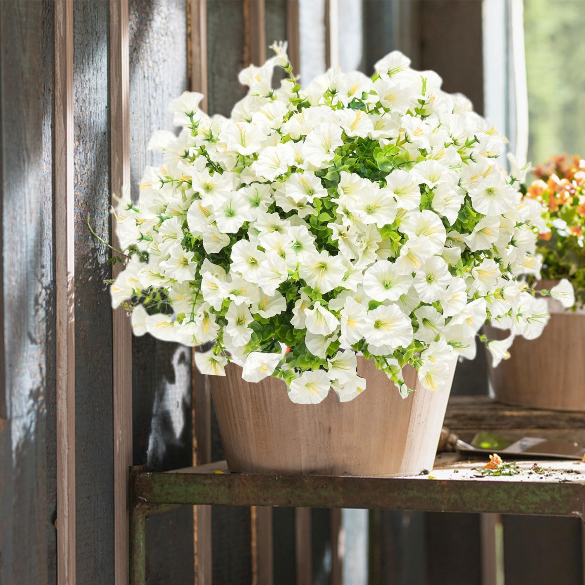 Artificial Fake Flowers Plant for Outdoors, 16 Bundles Faux Morning Glory UV Resistant Look Real ... | Amazon (US)