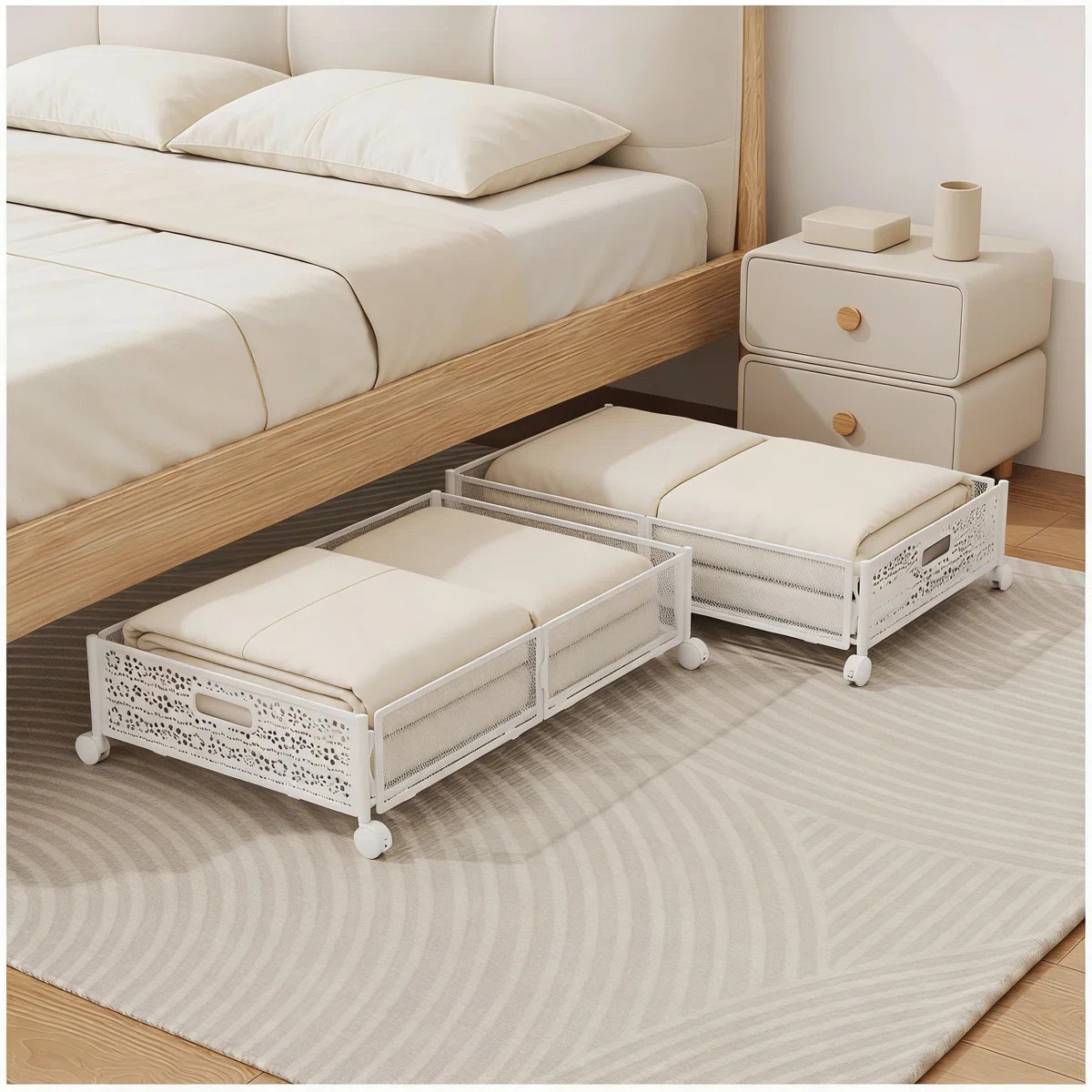 Foldable Under Bed Storage With Wheels, Tool-Free Assembly Metal Underbed Storage Container, Heav... | Wayfair North America
