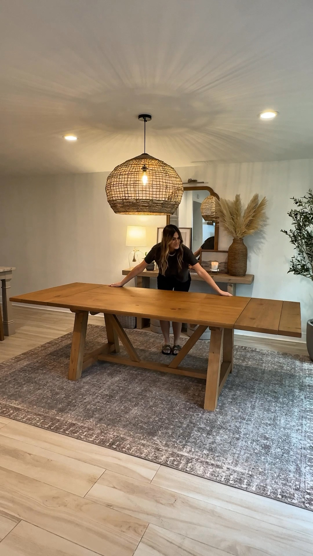 Our dining table might be one of my favorite pieces in our home. The warm wood is gorg and it's the perfect fit for our smaller home without feeling overwhelming. It seats 6 total but one of my favorite features? It extends to seat up to 8 people, making it perfect for holiday gatherings, Thanksgiving dinner, Christmas hosting, or anytime you have family and friends around the table. And the best part...it's on SALE now!

• Our dining table
• Similar dining chairs
• My favorite dining room rug (the one I've recommended to so many friends and it's on sale too!)

#LTKHome #LTKOver40 #LTKSaleAlert