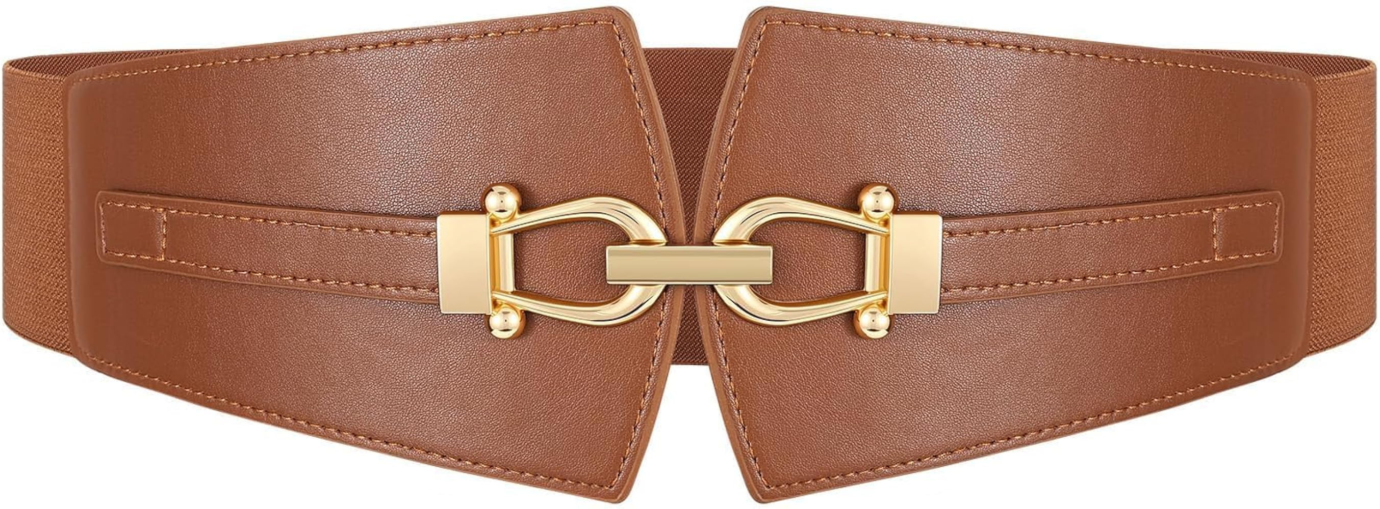 Wide Elastic Belts for Women Stretch Belt Gold Buckle | Amazon (US)