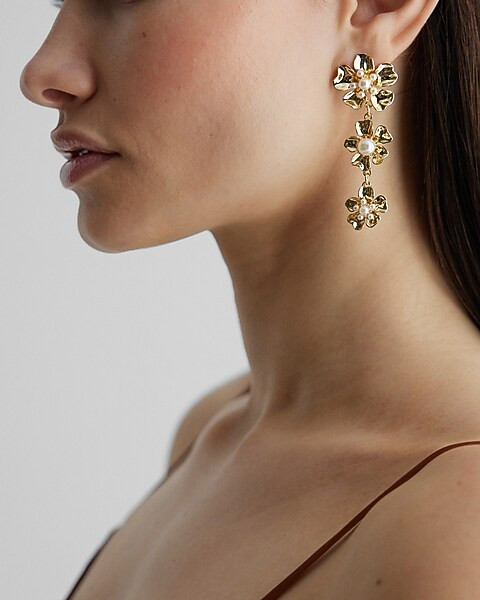 Flower Pearl Drop Earrings | Express