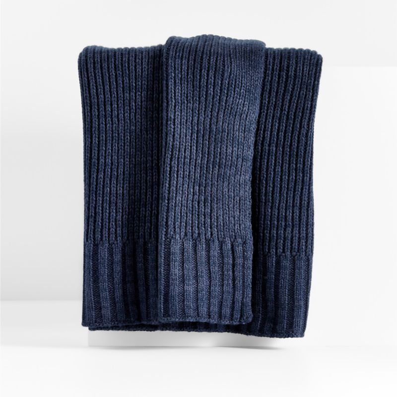 Equinox 70"x55" Deep Indigo Sweater Knit Throw Blanket + Reviews | Crate & Barrel | Crate & Barrel
