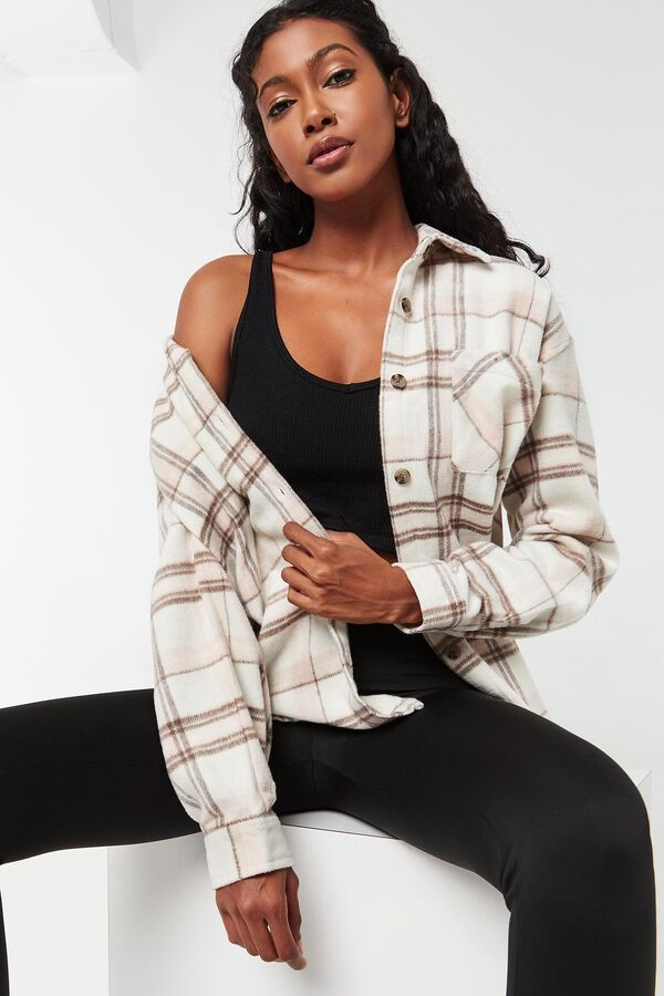 Oversized Plaid Tunic Shirt | Ardene