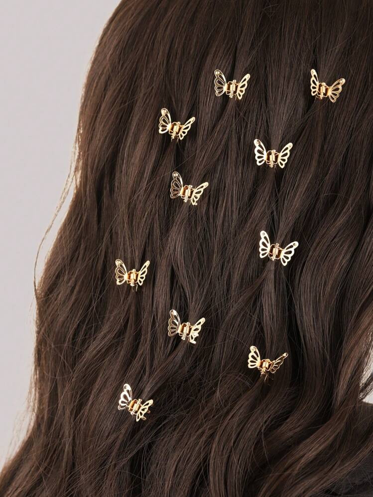 10pcs/45pcs Metal Mini Butterfly Hair Clips, Gift For Mom, Friends, Teachers, Holiday, Suitable For Women Daily Wear, Vintage Elegant Hair Claws Claw Clips Hair Jaw Clip Hair Clamps Hair Clutch Hair Catcher Clip, Casual | SHEIN