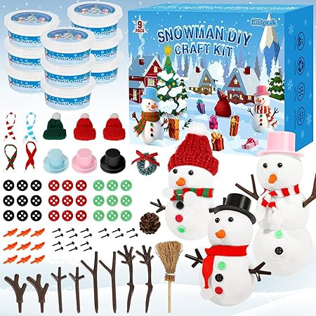 12 Pack Christmas Craft, DIY Snowman Kit for Kids, Build a Snowman Kit Indoor Decorations, Creative Kids Air Dry Modeling Clay, Xmas Activities Snowman Making Kit Toys for Holiday Favor Supplies | Amazon (US)