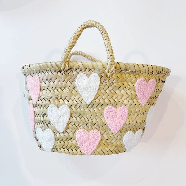 Valentine's Heart Basket - Pink & White | JoJo Mommy