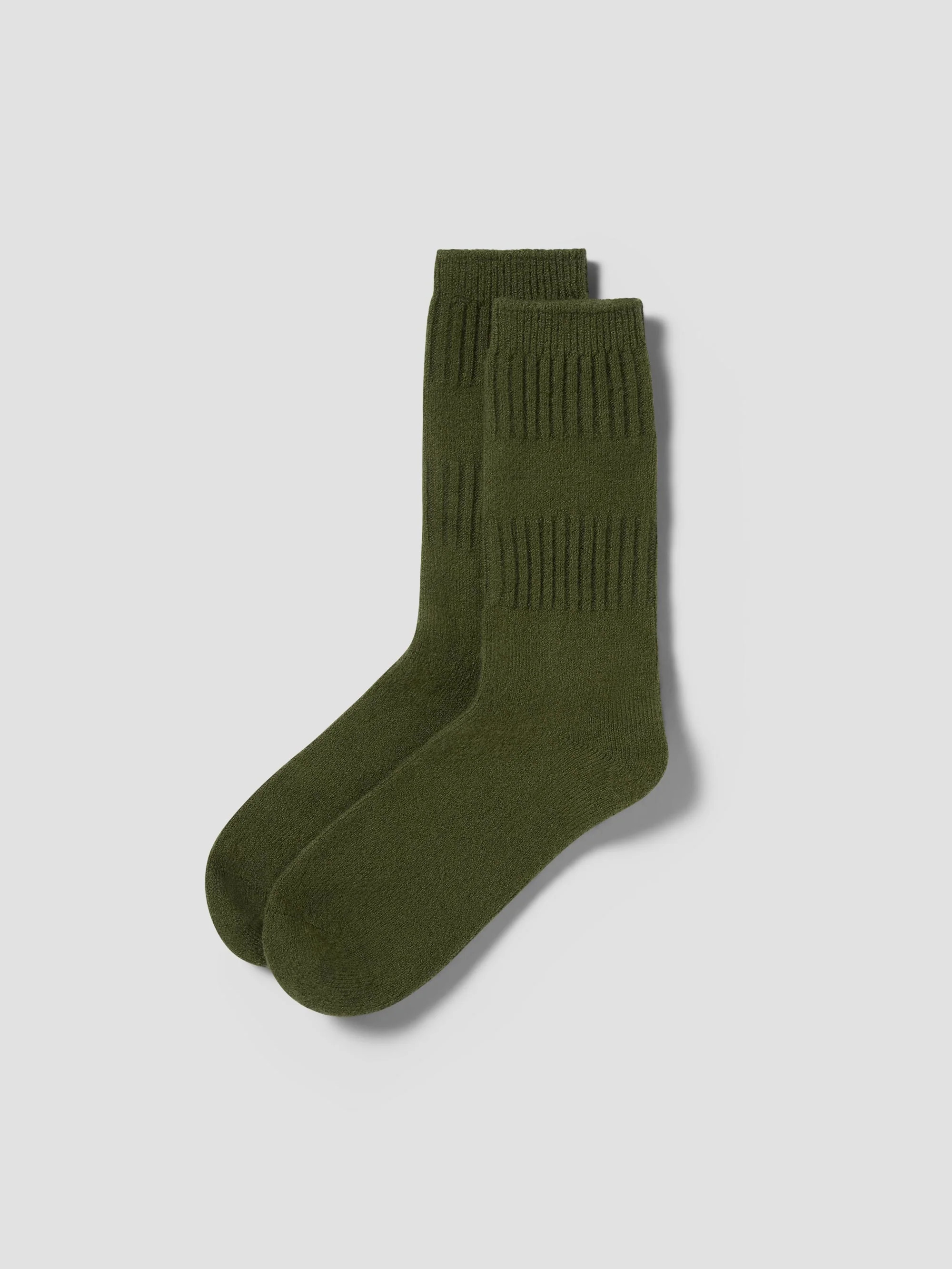 Moss Green Merino Wool Ribbed Socks | Piglet