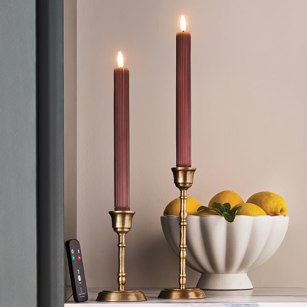 6pk Ribbed Flameless Taper Candles - Hearth & Hand™ with Magnolia | Target