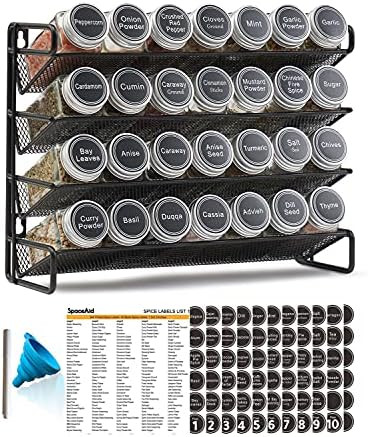 SpaceAid Spice Rack Organizer with 28 Spice Jars, 386 Spice Labels, Chalk Marker and Funnel Set f... | Amazon (US)