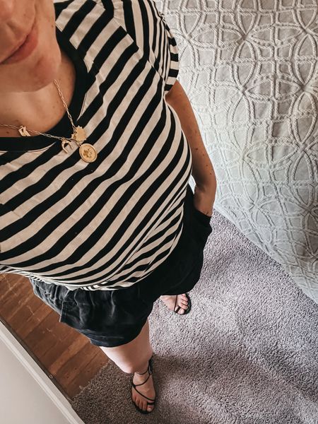 Black and white is always a classic and effortless combo. 

Outfit inspiration 
Linen short
Black and white striped puff sleeve t shirt
Black sandals 
Gold necklace 

#LTKFindsUnder100 #LTKStyleTip #LTKWorkwear