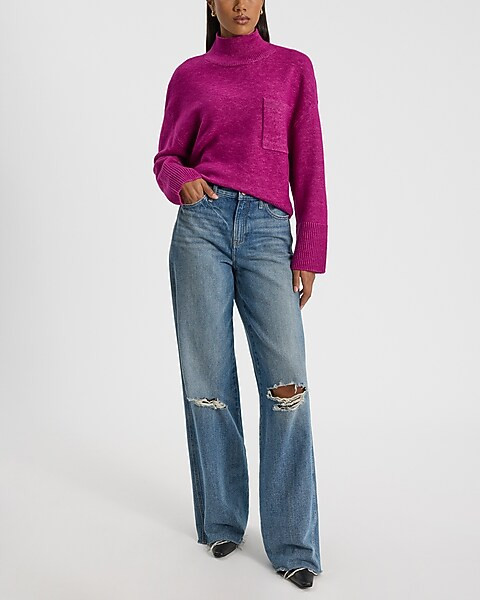 Pocket Mock Neck Sweater | Express