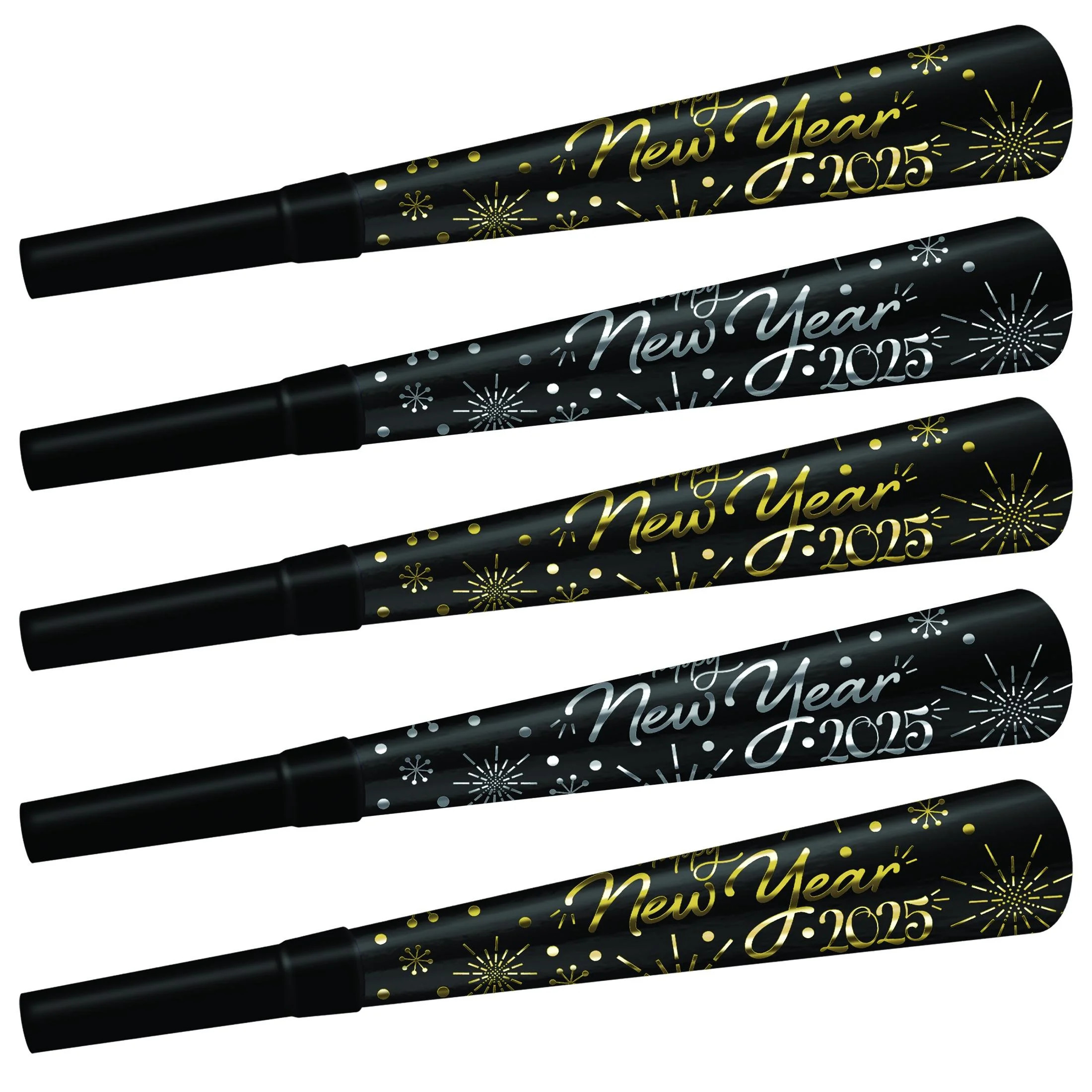 Beistle New Year's Eve "2025" Gold And Silver Foil Horns Party Noisemakers, 5/Pkg | Walmart (US)