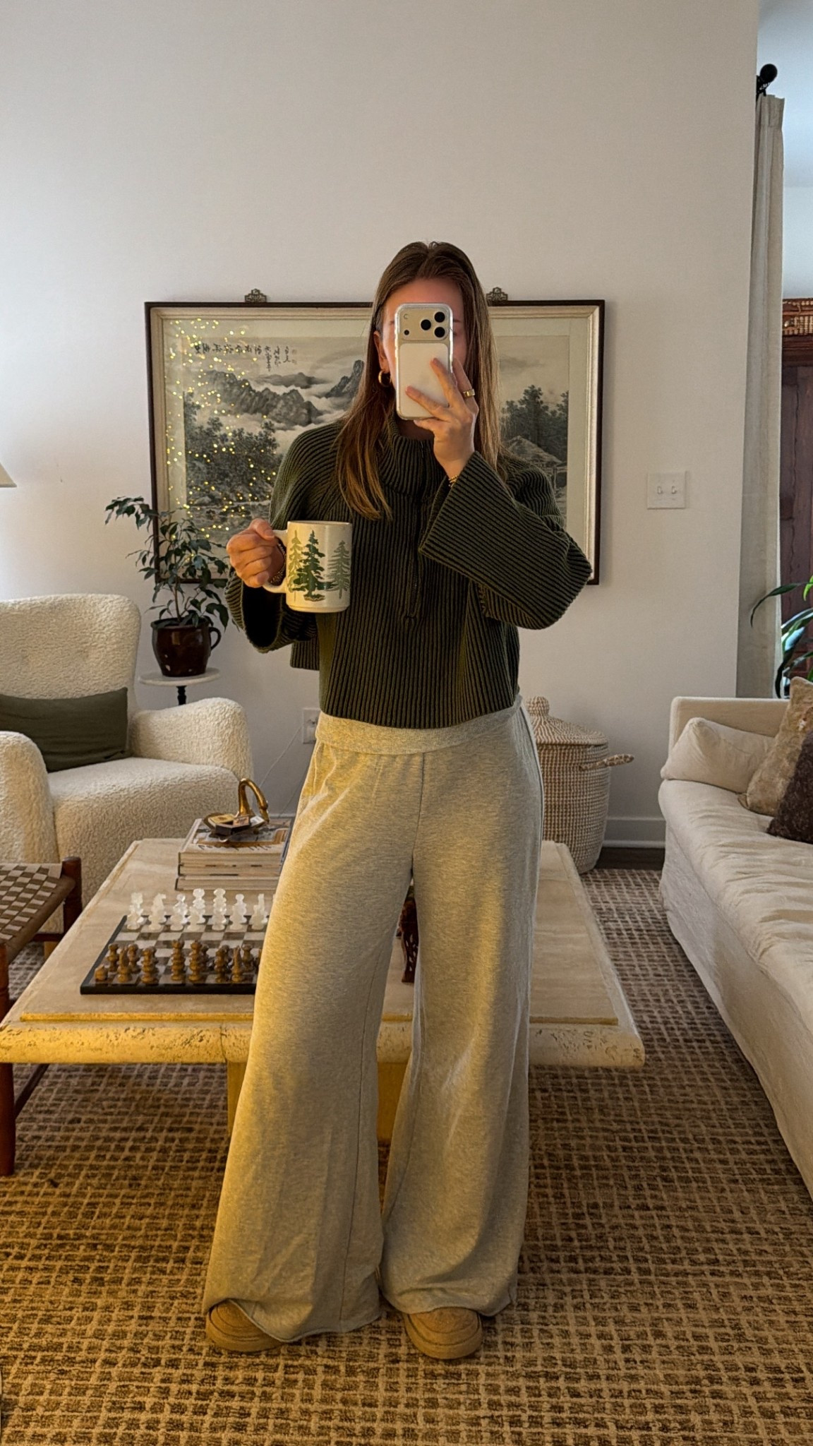 12/20/25 my morning loungewear outfit, linking my cozy Aerie lounge pants that I’ve been living in lately. They’re super soft, relaxed, and perfect for slow mornings at home. For sizing reference, I’m wearing a size XS.