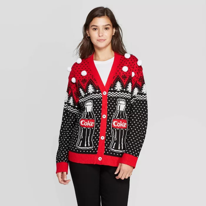 Women's Coca-Cola Ugly Holiday Pullover Sweater (Juniors') - Red | Target