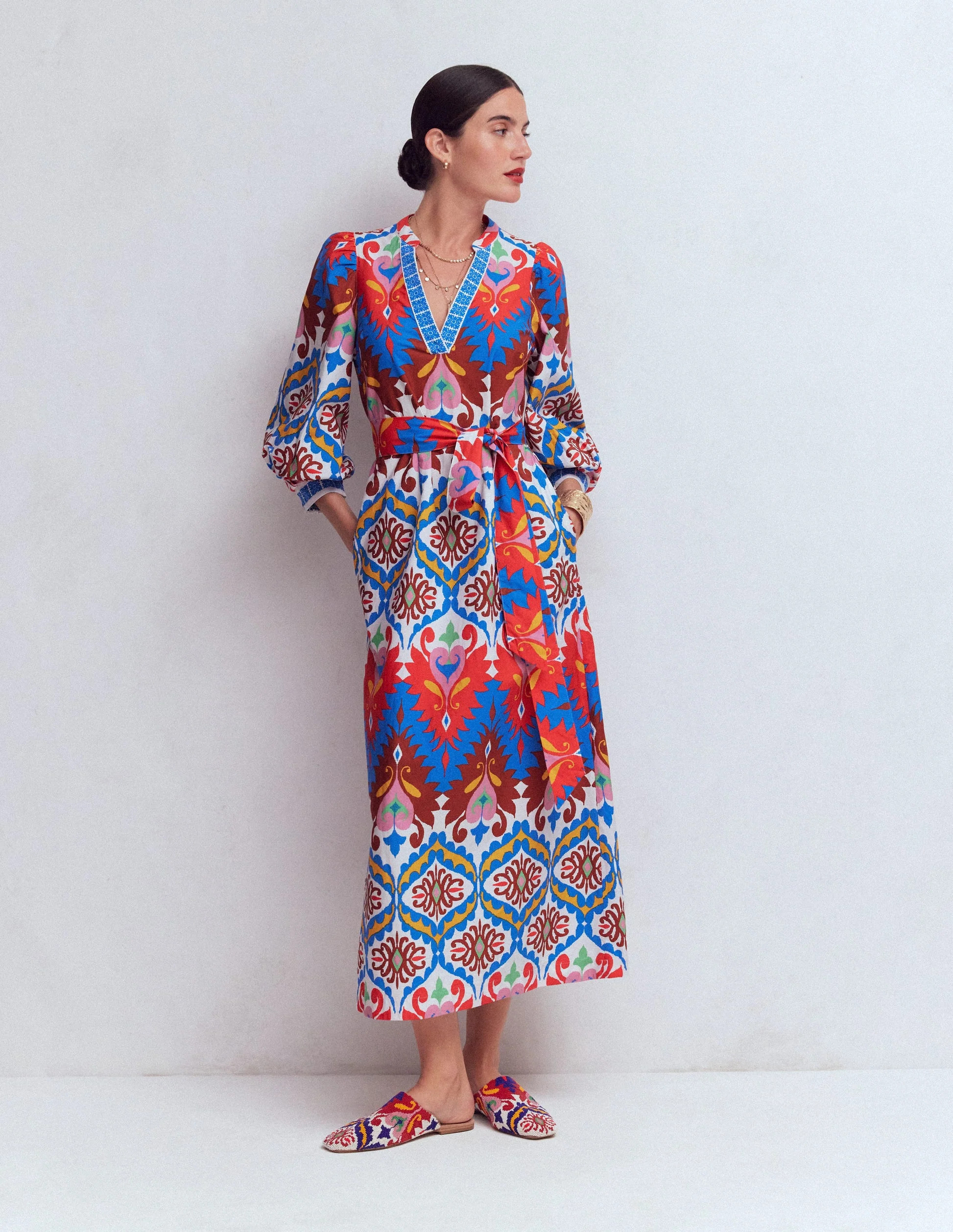 Octavia Cotton Dress-Multi Ikat Dream | Boden (US)