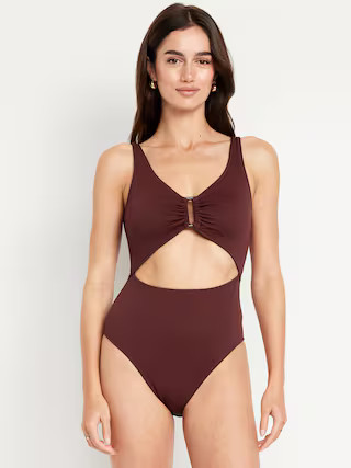 Textured One-Piece Cut-Out Swimsuit | Old Navy (US)