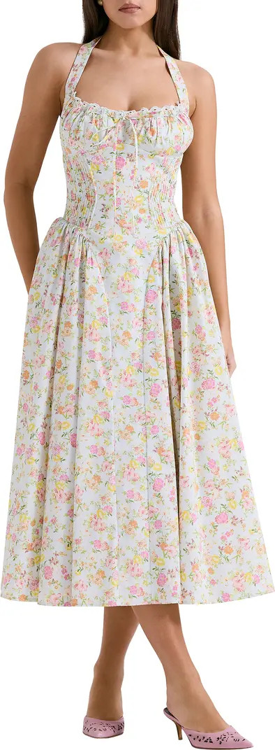 Adabella Floral Pleated Halter Sundress | Nordstrom