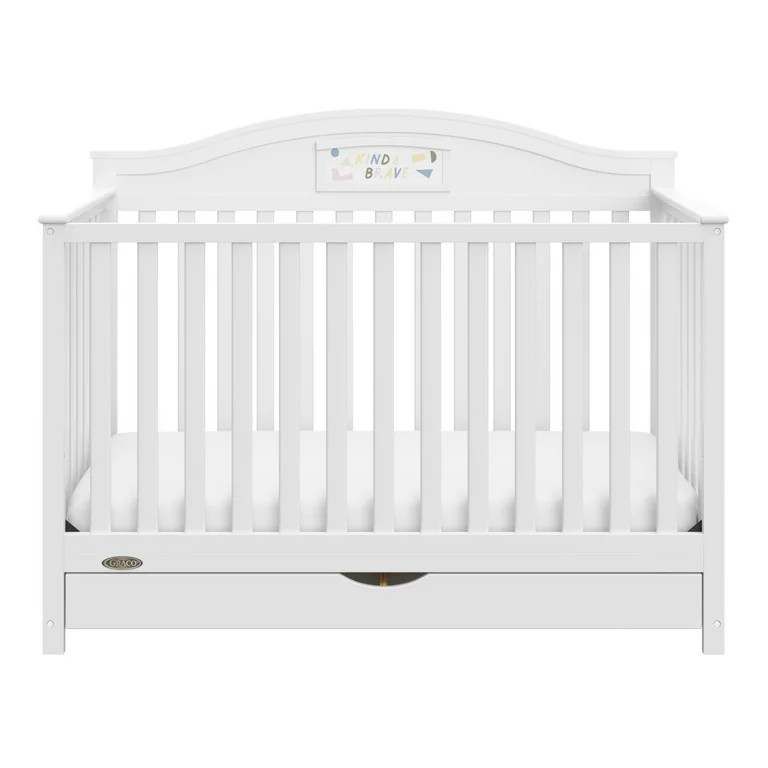 Graco Story 5-in-1 Convertible Baby Crib with Drawer and Reversible Headboard, White | Walmart (US)
