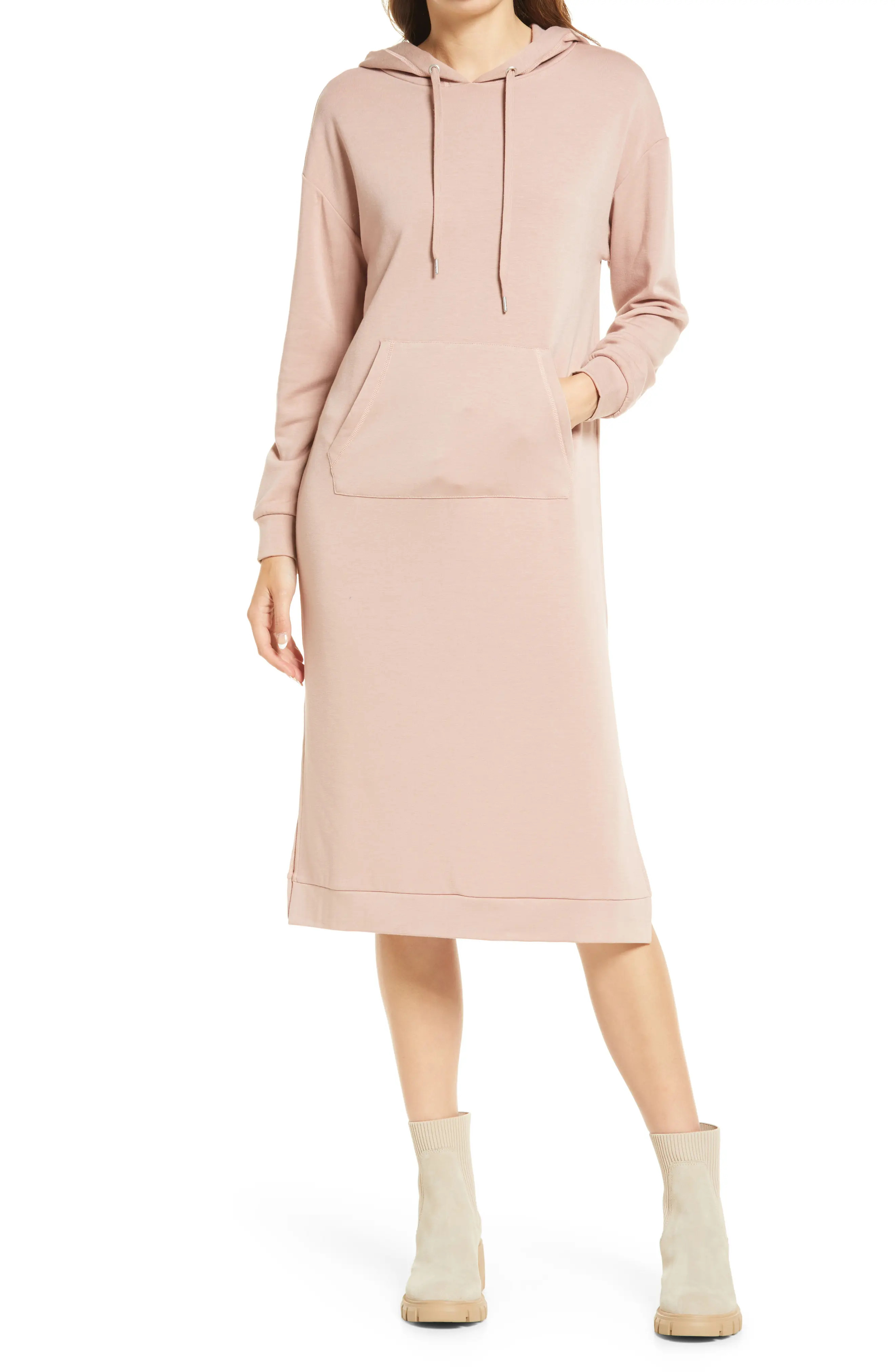 BB Dakota by Steve Madden Bodega Babe Long Sleeve Hoodie Dress, Size Small in Light Taupe at Nordstr | Nordstrom