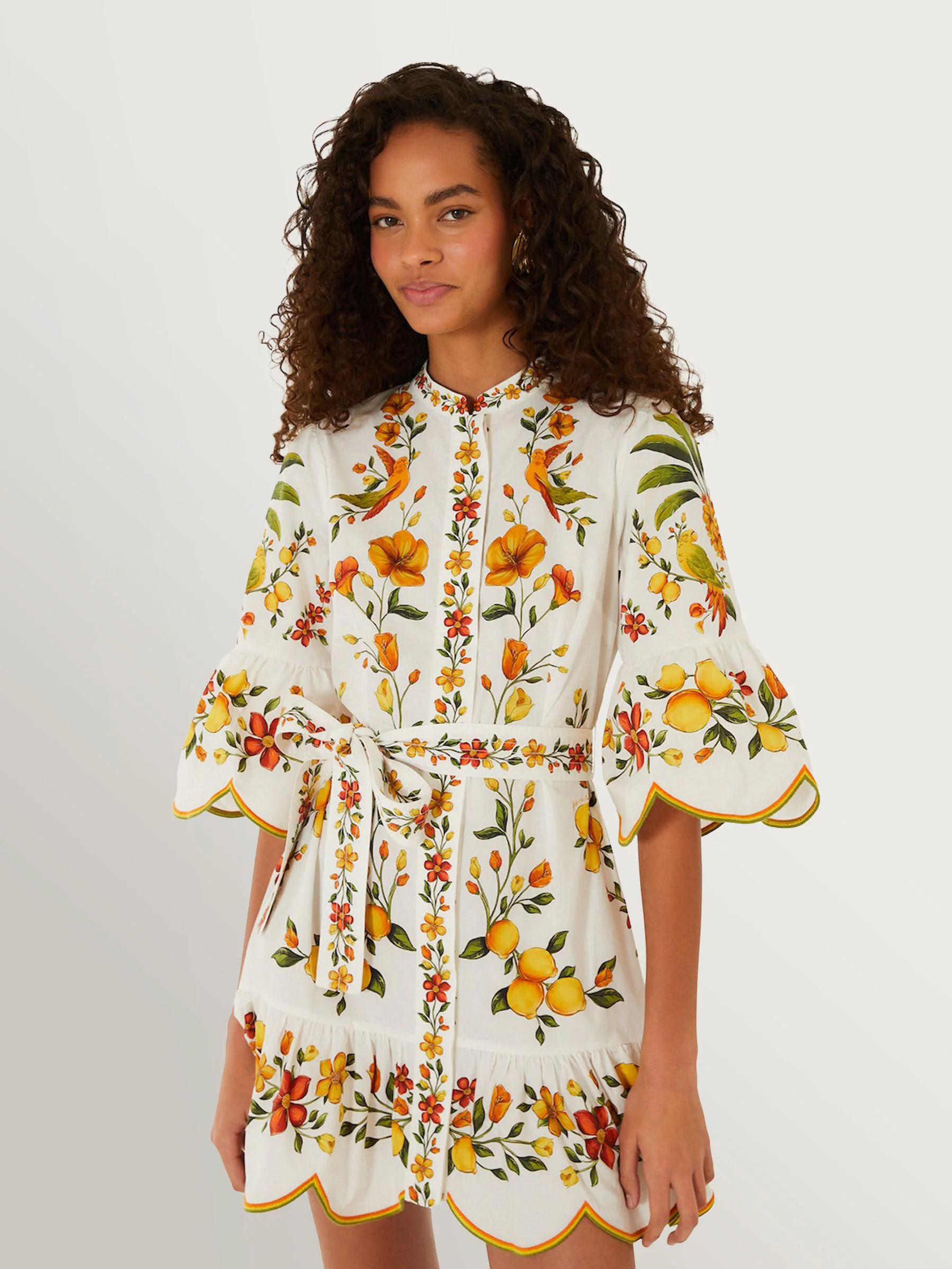 Farm Rio Farm Rio Yellow Lemon Bouquet Mini Dress | Next US