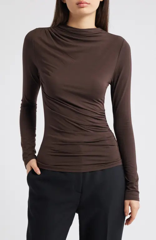 Rails Joelle Ruched Funnel Neck Top in Espresso at Nordstrom, Size Small | Nordstrom