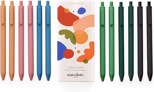 ANECDOTE. Gel Pens, Black Ink Gel Pens (12 pack), Retractable Pen Set, Cute Pens, Fine Point Gel ... | Amazon (US)