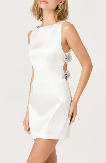 Kinsey Embellished Bow Satin Minidress | Nordstrom